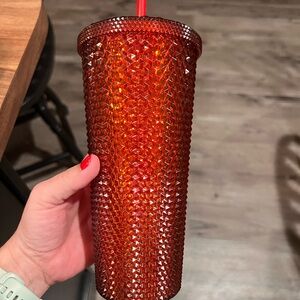 Red Studded Tumbler with Straw